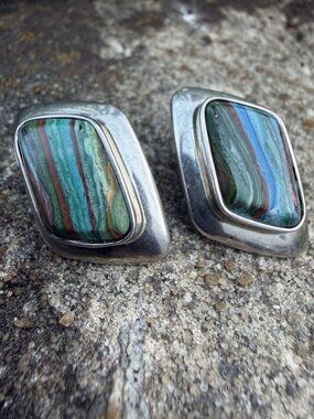 Sterling Silver Rainbow Calsilica Jay King Desert Rose 925 DTR Earthy Vintage